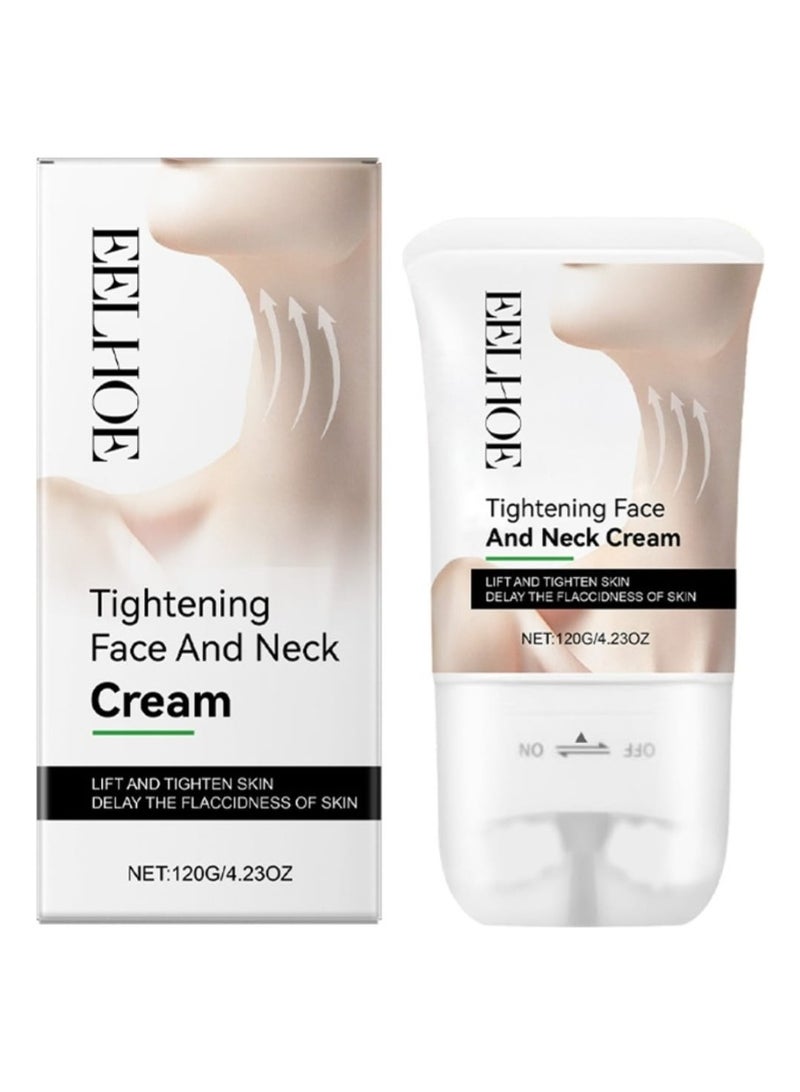 EELHOE Firming Neck Cream with Roller 120g – Tightening and Lifting Cream for Face, Sagging Skin Repair, Jawline Sculpting and Anti-Wrinkle Skincare Solution - Image 1